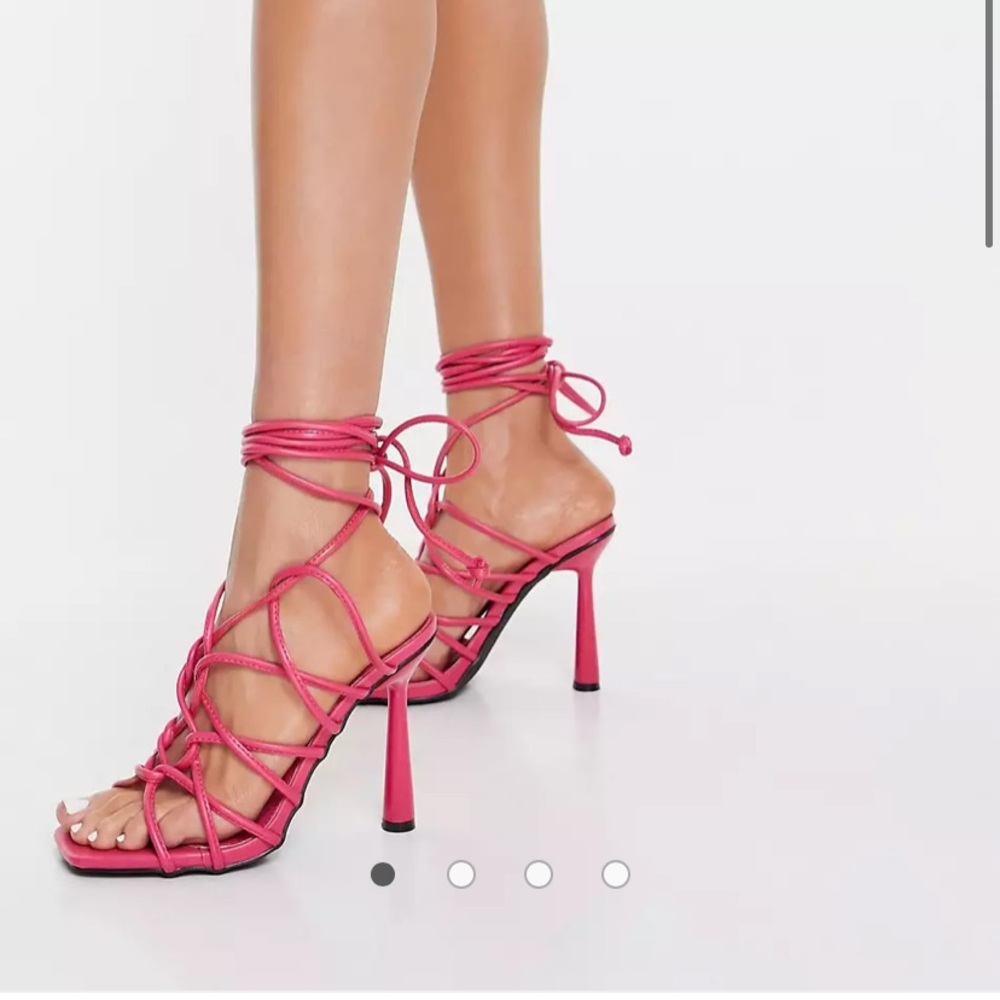 Pink Strappy wrap around heels